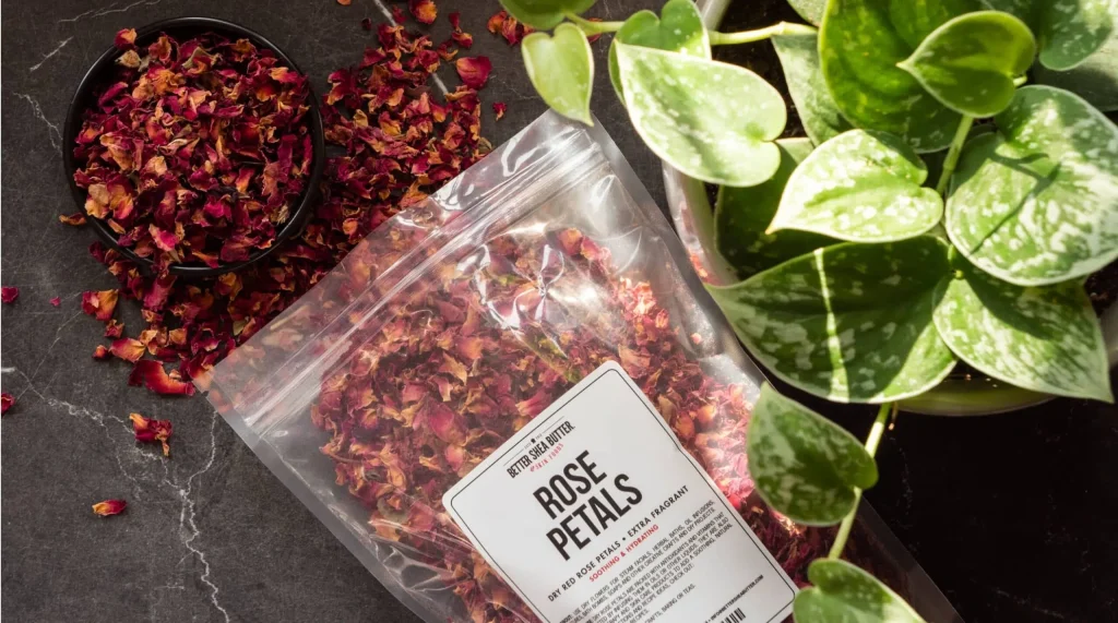 Dried Rose Petals in Jojoba Oil