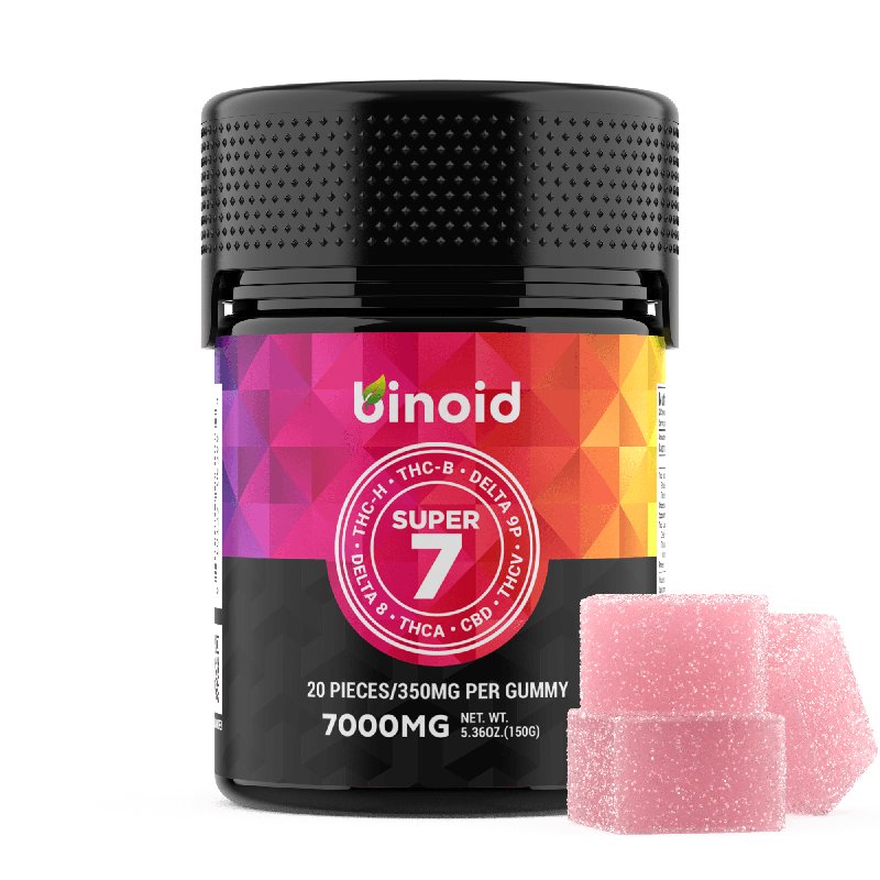 Binoid Super 7 gummies jar, 7000mg cannabinoid blend