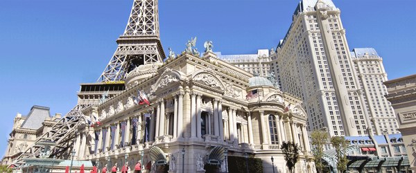 Paris Las Vegas hotel with the Eiffel Tower replica on the Strip