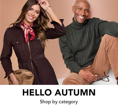 Chums AW26 Guide: Knitwear, Wax Jackets, Wide-Fit Shoes and Homeware Chums Hello Autumn shop-by-category banner with mens and womens looks