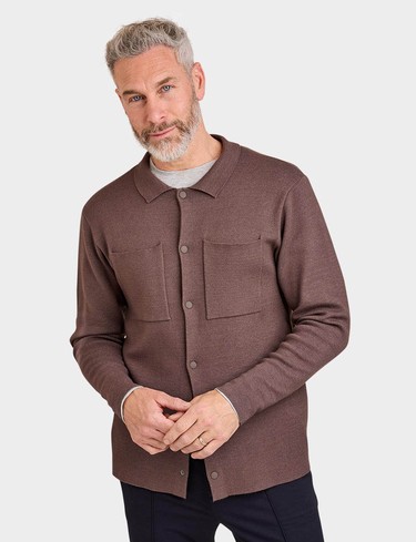 Pegasus collared button cardigan in mocha