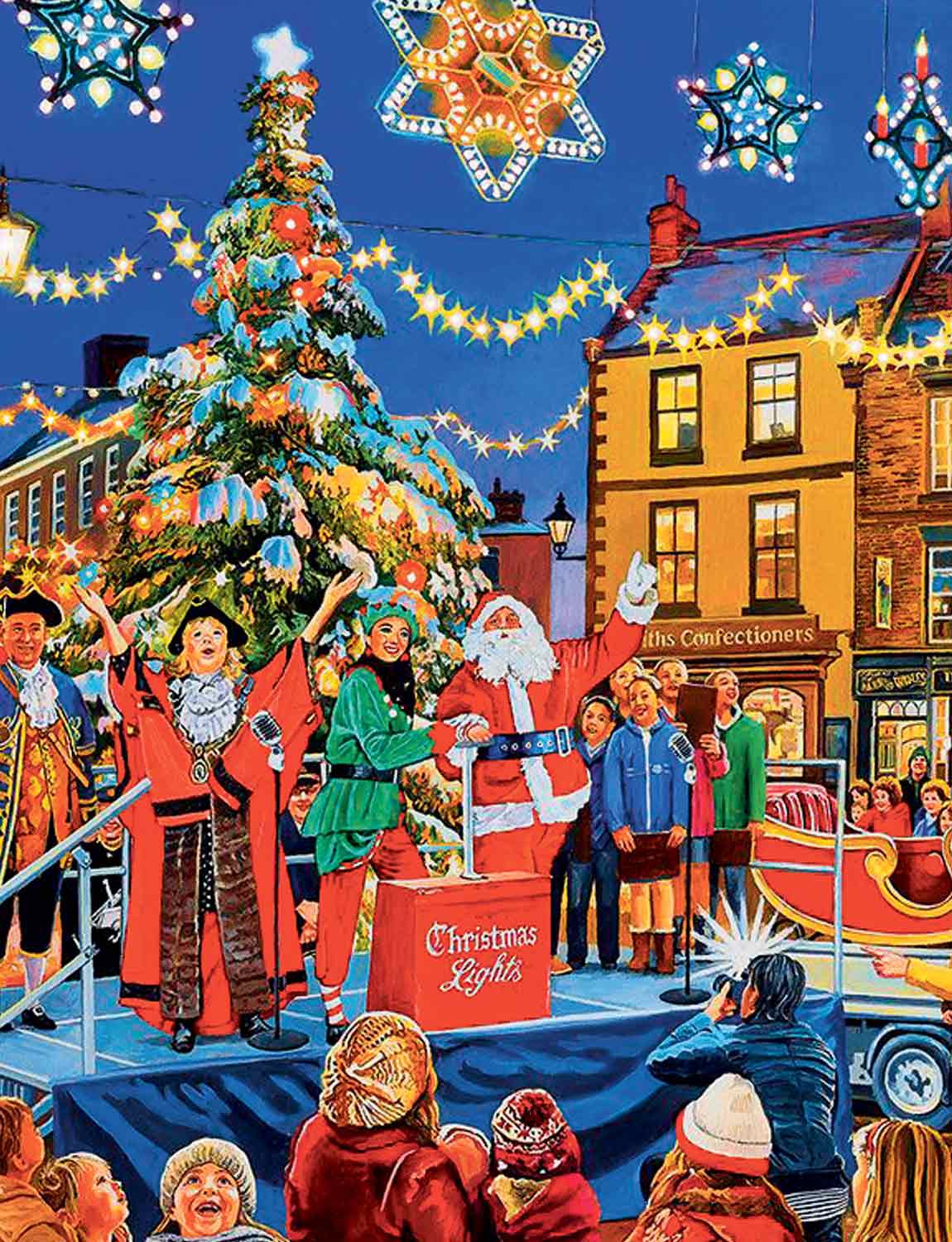 Gibsons A Christmas to Remember jigsaw showing a festive town scene