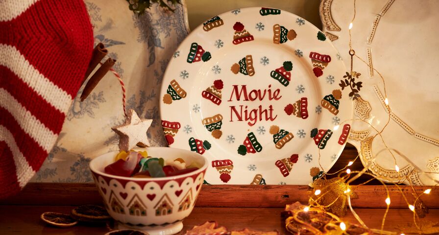 Emma Bridgewater personalised Christmas plate and bowl with bobble hat pattern