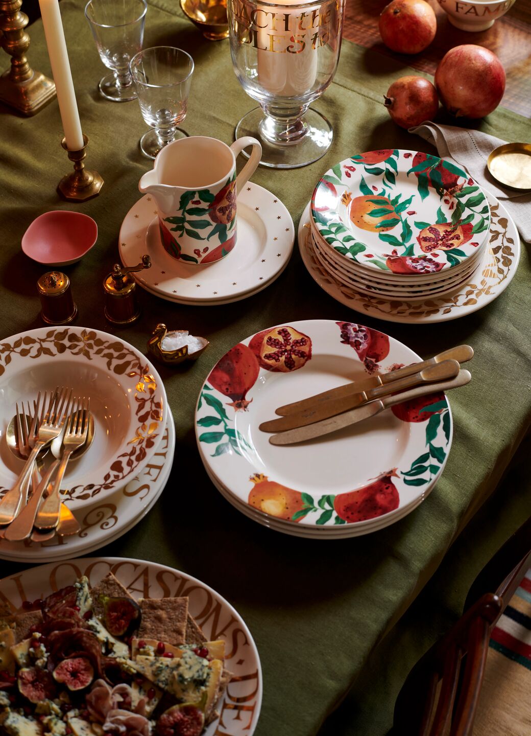Emma Bridgewater Festive Pomegranate plates on a Christmas dinner table