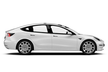 White Tesla Model 3 electric sedan