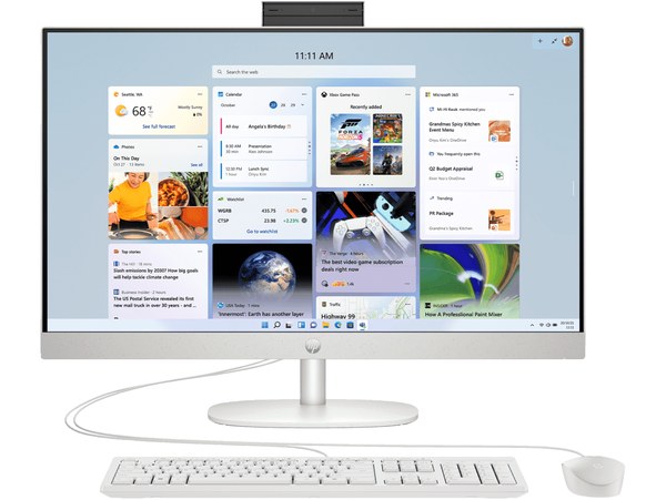 HP 27 inch all-in-one desktop PC with white stand