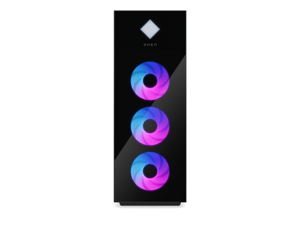 OMEN by HP 45L gaming tower with three glowing fans