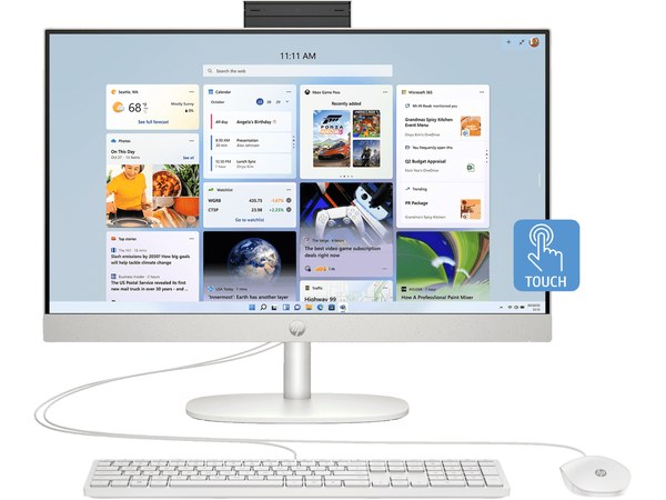 HP 23.8 inch touch all-in-one desktop PC with a touch icon