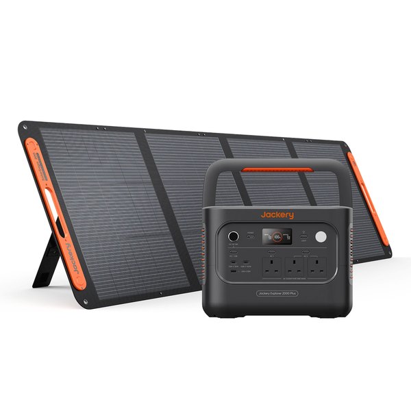 Jackery Explorer 2000 Plus v2 with solar panels
