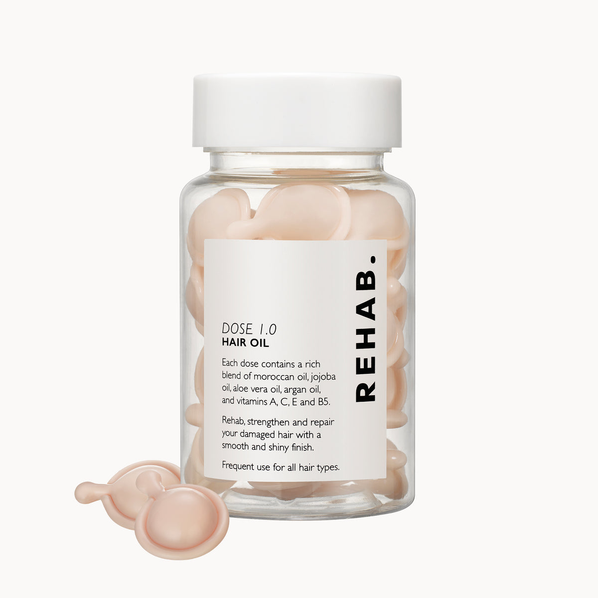 REHAB. Dose 1.0 Hair Oil Capsules bottle