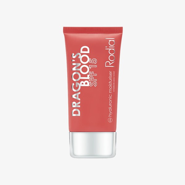 Rodial Dragon's Blood Hyaluronic Moisturiser SPF15 tube in coral red