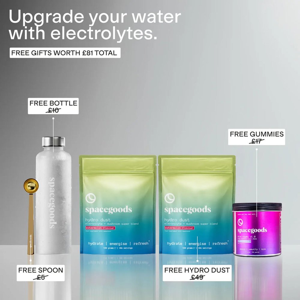 Spacegoods Hydro Dust starter kit with bottle, spoon and pouches
