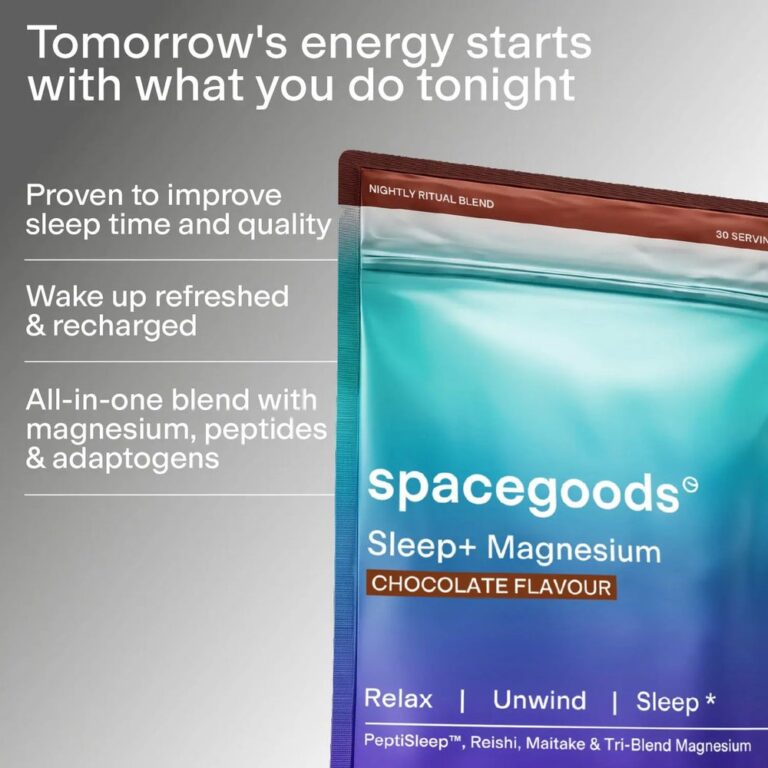 Spacegoods Sleep+, Hydro Dust and the New Oat Mushroom Latte: A Day-to-Night Guide Spacegoods Sleep+ Magnesium chocolate flavour pouch